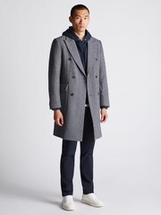 Remus Uomo Blue Regular Fit Wool-Mix Tailored Coat - Image 4 of 6