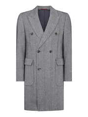 Remus Uomo Blue Regular Fit Wool-Mix Tailored Coat - Image 6 of 6