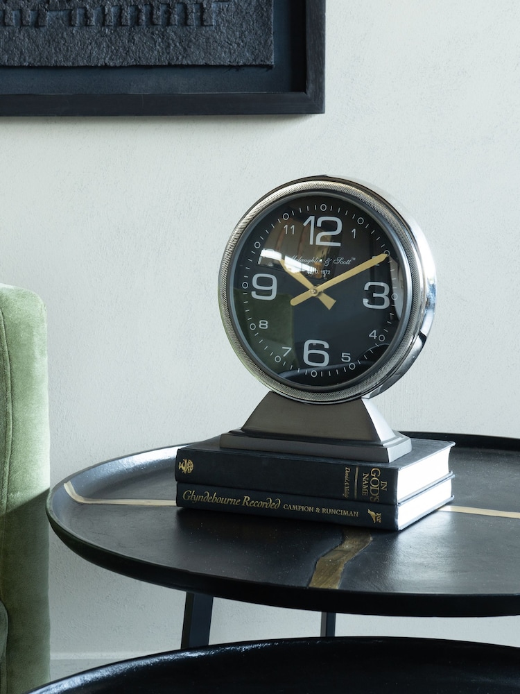 Libra Interiors Grey Large Aviation Mantel Clock - Image 1 of 5