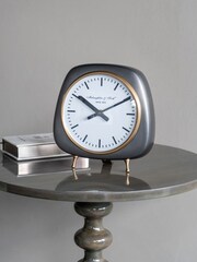 Libra Interiors Silver Small Mid Century Table Clock - Image 1 of 5