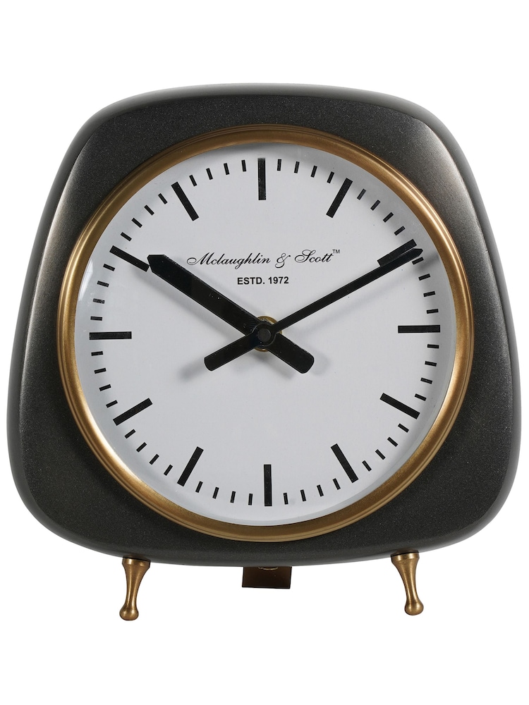Libra Interiors Silver Small Mid Century Table Clock - Image 2 of 5