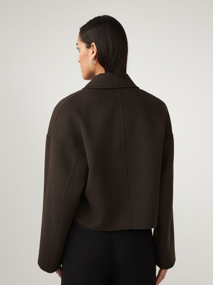 Braun - Handsewn Kurzer Mantel aus Wollmischung - Bild 2 von 9