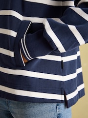 Joules Burnham Navy Blue Heavyweight Cotton Funnel Neck Quarter Zip Sweatshirt - Image 6 of 7