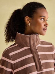 Joules Burnham Chocolate Brown pink Funnel Neck Quarter Zip Sweatshirt - Image 5 of 8