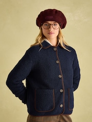 Joules Sadie Navy Button Down Fleece Jacket - Image 1 of 1