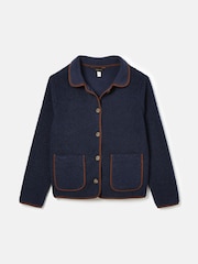 Joules Sadie Navy Button Down Fleece Jacket - Image 1 of 1