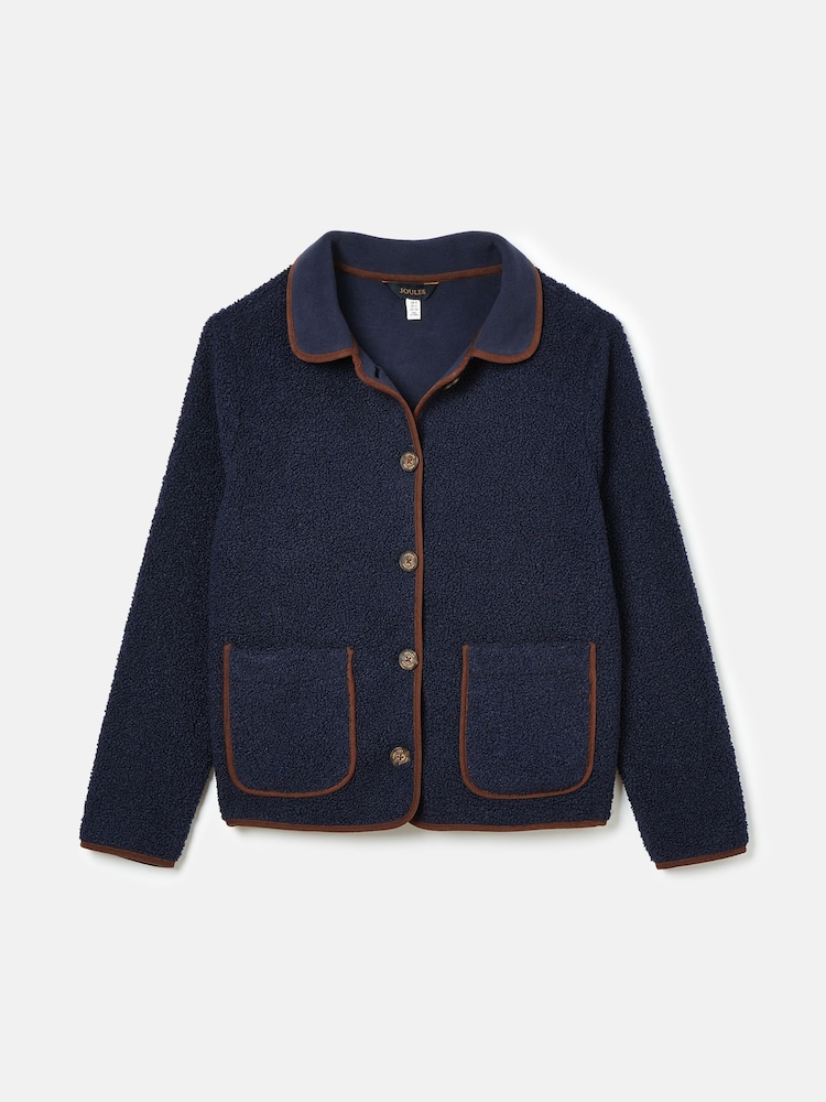 Joules Sadie Navy Button Down Fleece Jacket - Image 1 of 1