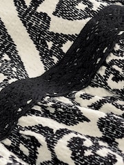 Black/White Textured 100% Cotton Maxi Skirt With Crochet Trim - Image 6 of 6