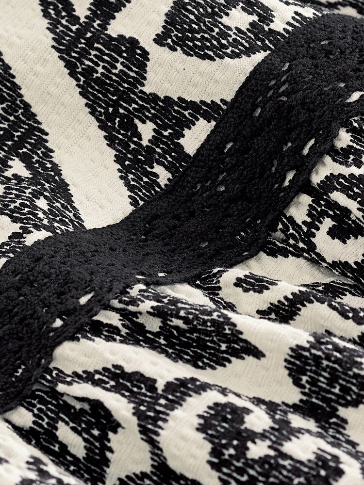 Black/White Textured 100% Cotton Maxi Skirt With Crochet Trim - Image 6 of 6 Black/White Textured 100% Cotton Maxi Skirt With Crochet Trim - Image 6 of 6