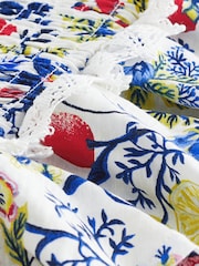 White Fruit Print Shirred Layered Mini Skirt - Image 5 of 6