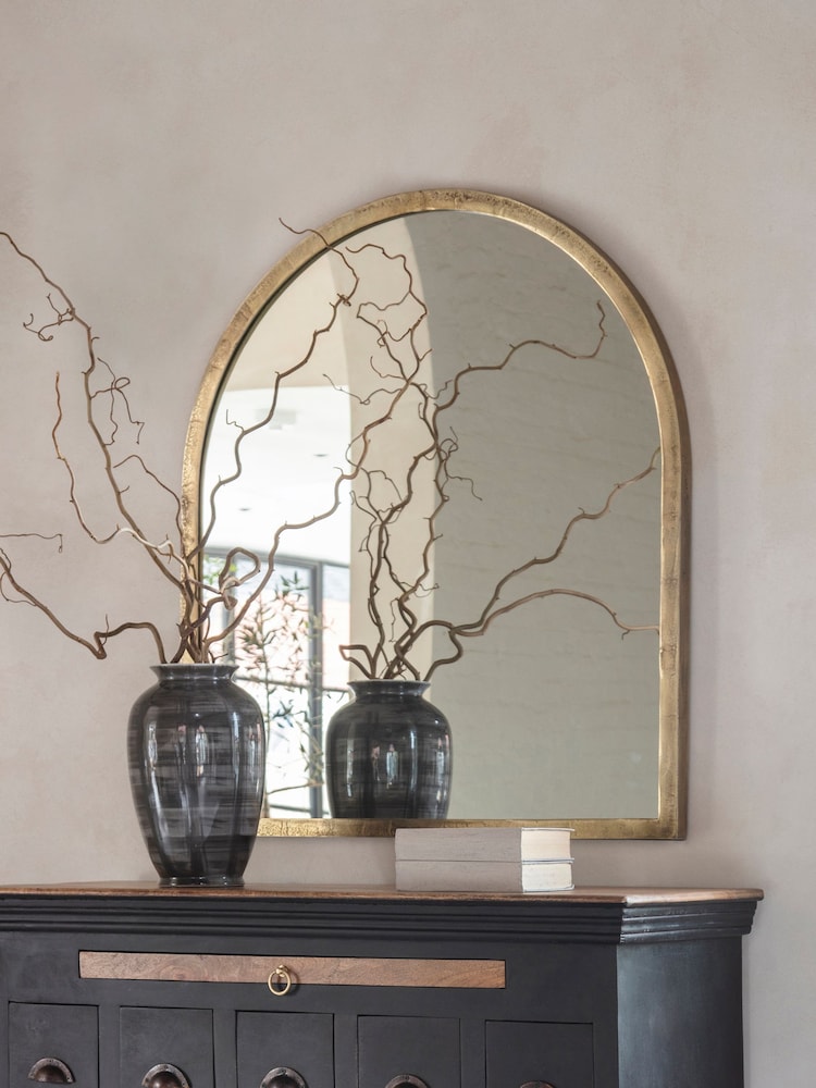 Libra Interiors Brass Arched Window Mirror - Image 1 of 4