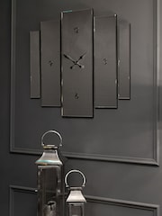 Libra Interiors Black Aruna Modern Mirrored Wall Clock - Image 1 of 3