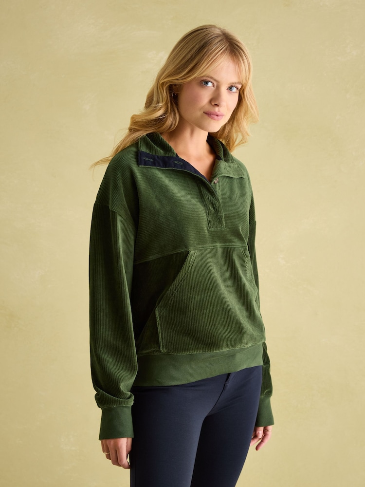 Joules Renee Green Corduroy Sweatshirt - Image 1 of 8