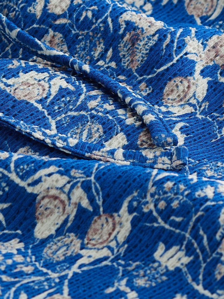 Blue Floral Print Elasticated Waist Summer Jersey Skort - Image 5 of 5