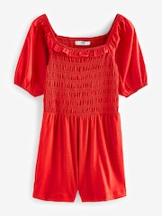 Rot - Sommeroverall mit Puffärmeln aus 100 % Baumwolle - Bild 4 von 5
