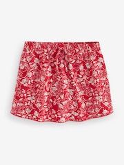 Red Floral Print Elasticated Waist Summer Jersey Skort - Image 4 of 5
