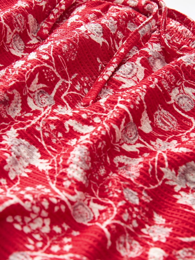 Red Floral Print Elasticated Waist Summer Jersey Skort - Image 5 of 5