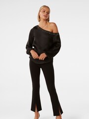 Forever New Black Anya Asymmetrical Embellished Top - Image 3 of 5