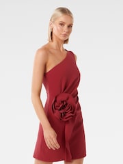 Forever New Red Arabella Rosette Asymmetrical Mini Dress - Image 3 of 5