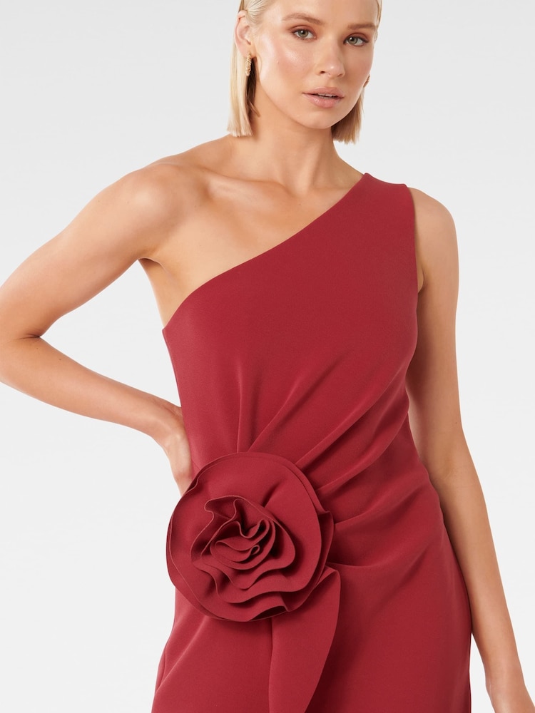 Forever New Red Arabella Rosette Asymmetrical Mini Dress - Image 5 of 5