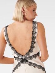 Forever New White Amelia Lace Trim Satin Midi Dress - Image 3 of 5