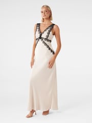 Forever New White Amelia Lace Trim Satin Midi Dress - Image 4 of 5