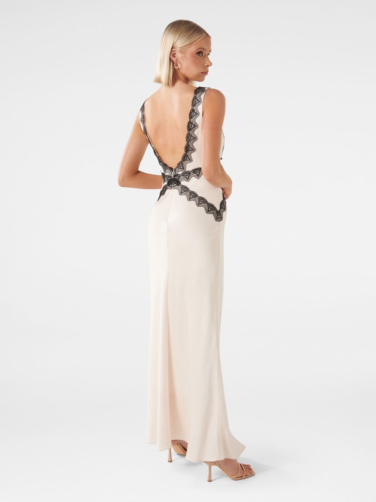 Forever New White Amelia Lace Trim Satin Midi Dress - Image 5 of 5