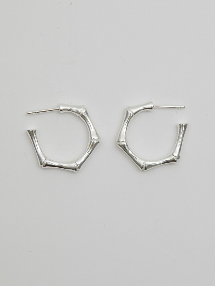 Simply Silver Sterling Silver Tone 925 Bamboo Hoop Earrings - Image 1 of 5