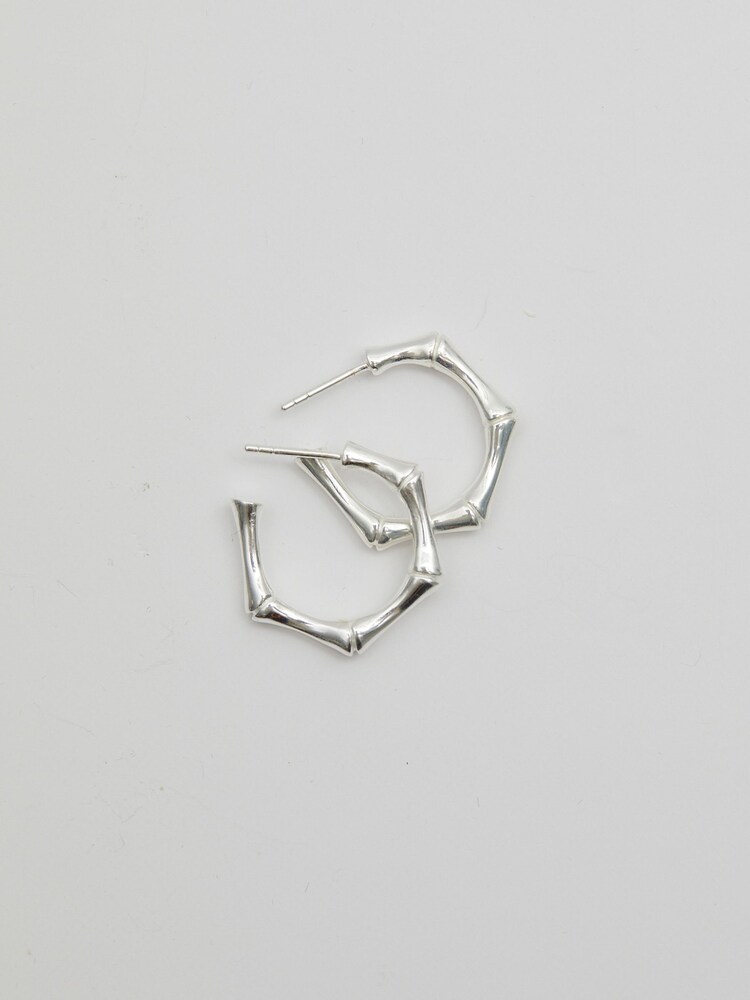 Simply Silver Sterling Silver Tone 925 Bamboo Hoop Earrings - Image 2 of 5