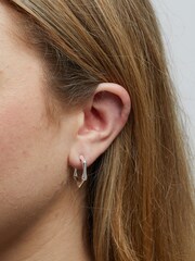 Simply Silver Sterling Silver Tone 925 Bamboo Hoop Earrings - Image 4 of 5