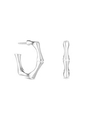 Simply Silver Sterling Silver Tone 925 Bamboo Hoop Earrings - Image 5 of 5