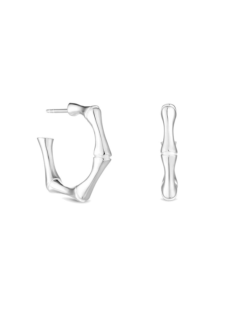 Simply Silver Sterling Silver Tone 925 Bamboo Hoop Earrings - Image 5 of 5