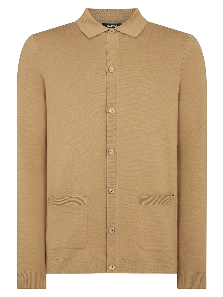 Remus Uomo Brown Slim Fit Long Sleeve Cardigan - Image 6 of 6