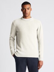 Remus Uomo Cream Tapered Fit Wool-Blend Crew Neck Sweater - Image 1 of 6
