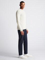 Remus Uomo Cream Tapered Fit Wool-Blend Crew Neck Sweater - Image 4 of 6