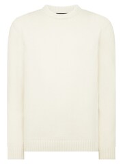 Remus Uomo Cream Tapered Fit Wool-Blend Crew Neck Sweater - Image 6 of 6