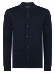 Remus Uomo Blue Slim Fit Long Sleeve Cardigan - Image 6 of 6