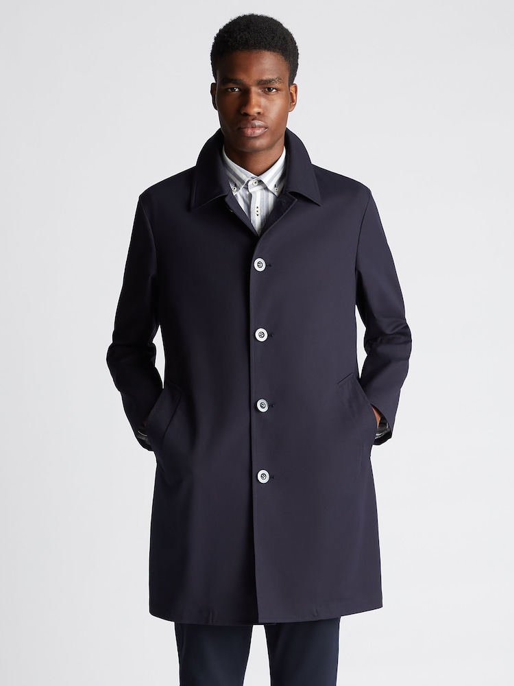 Remus Uomo Blue Regular Fit Showerproof Casual Coat - Image 1 of 6