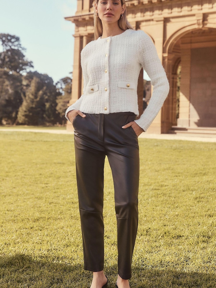 Forever New Black Alexis Vegan Leather Slim Leg Trousers - Image 1 of 5 Forever New Black Alexis Vegan Leather Slim Leg Trousers - Image 1 of 5
