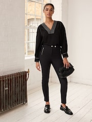 Black Zipped Detail Skinny Trousers - Image 2 of 7