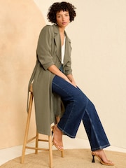 Love & Roses Khaki Green Classic Belted Trench Coat - Image 3 of 4