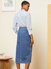 Love & Roses Midwash Blue Wrap Denim Midi Skirt - Image 4 of 4