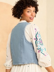 Love & Roses Blue Plait Denim Waistcoat - Image 2 of 4