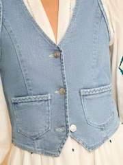 Love & Roses Blue Plait Denim Waistcoat - Image 3 of 4