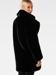 Forever New Black Iggy Longline Faux Fur Coat - Image 2 of 6
