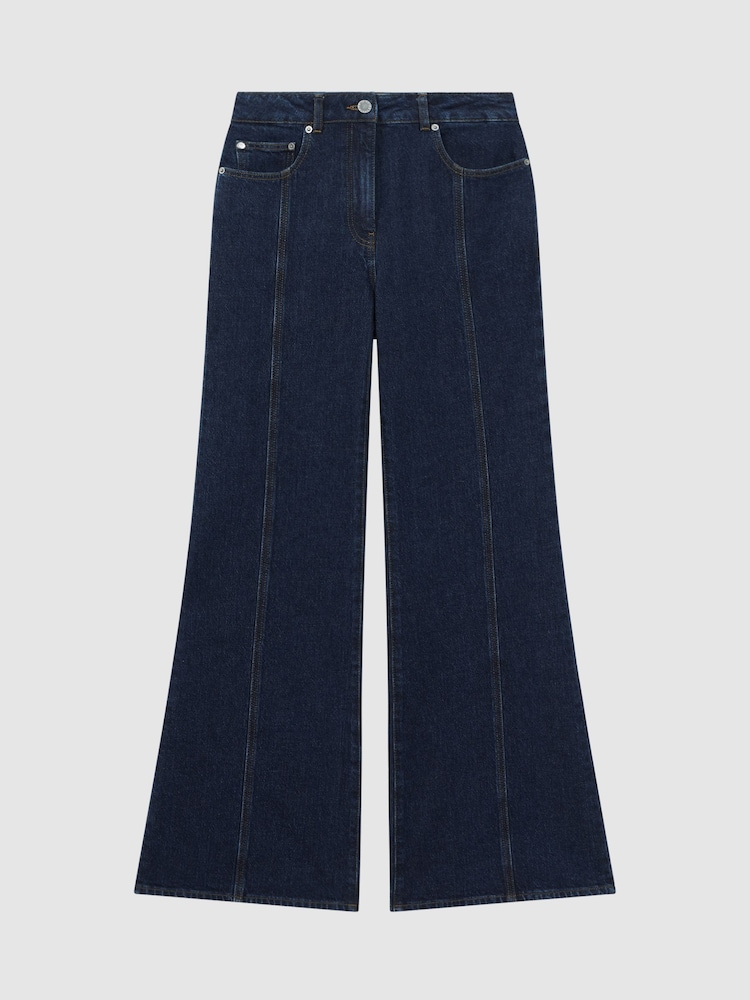 Reiss Dark Blue Juniper Flared Front Seam Jeans - Image 2 of 6