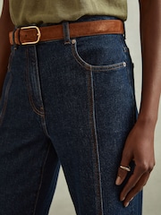 Reiss Dark Blue Juniper Flared Front Seam Jeans - Image 3 of 6
