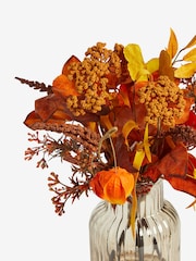 Orange Artificial Autumnal Arrangement in Glass Vase - Image 2 of 5