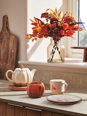Orange Artificial Autumnal Arrangement in Glass Vase - Image 3 of 5