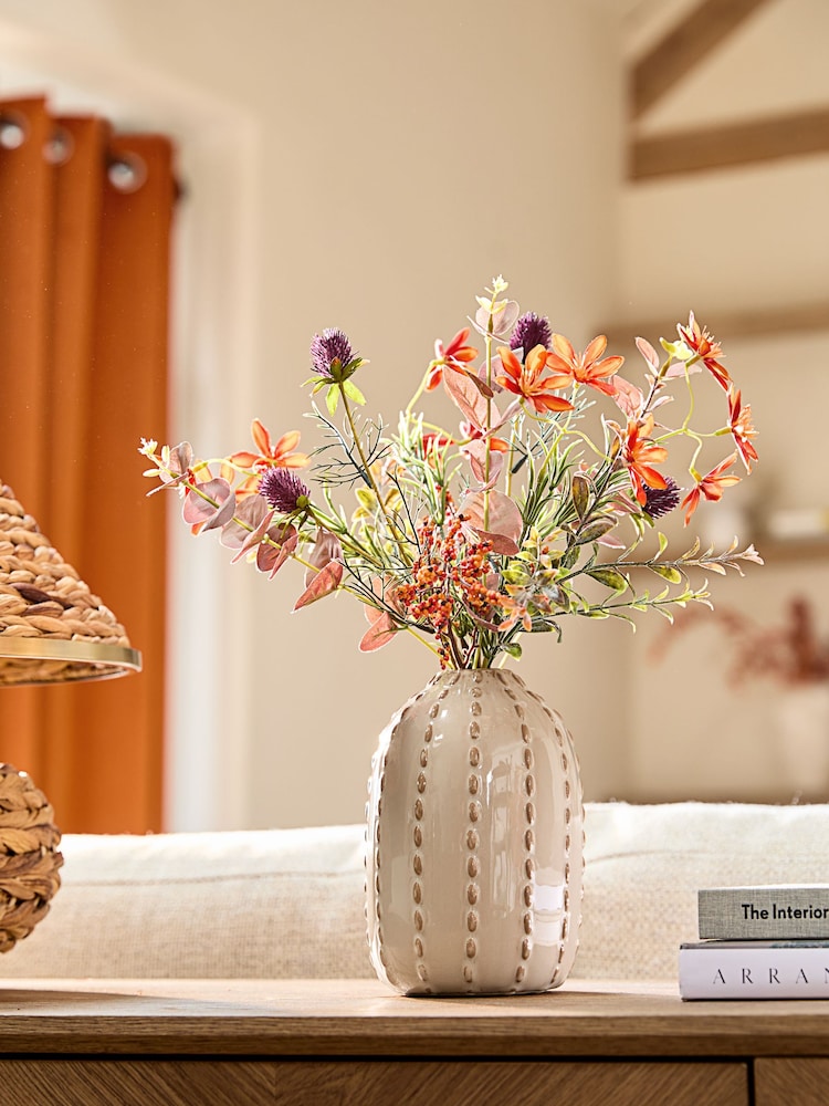 Orange Autumnal Floral Arrangement In Ceramic Vase - Image 2 of 4